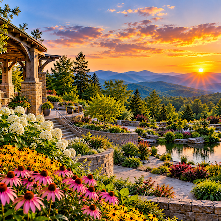 North Carolina Arboretum Sunset in the mountain